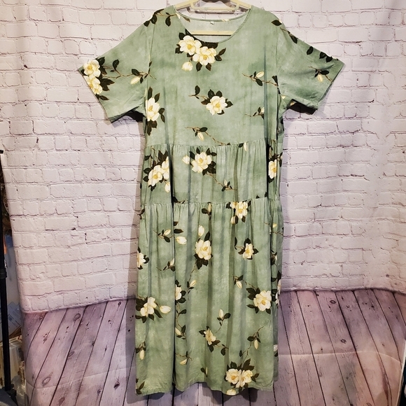 None Dresses & Skirts - Womens Summer Dress Short Sleeve Crewneck Empire Waist Dress